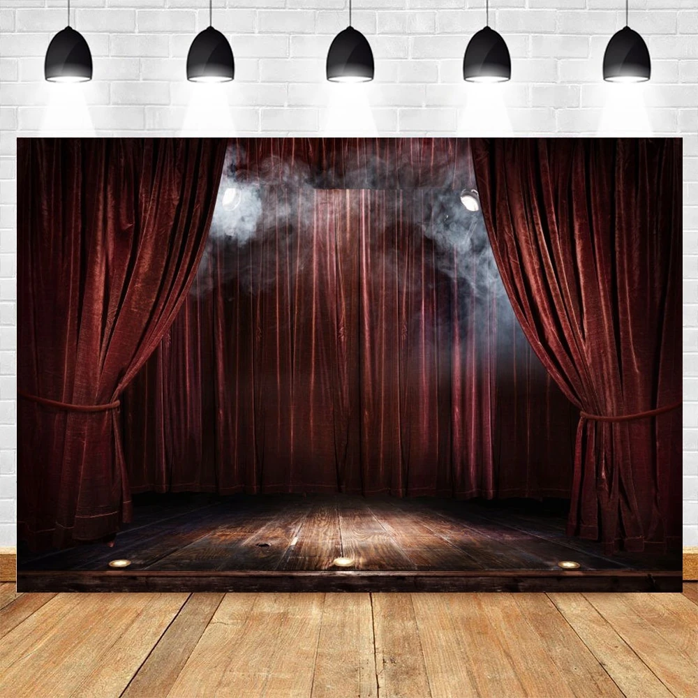 

Yeele Stage Theater Background Photography Shiny Spotlight Red Curtain Portrait Photographic Backdrop Photocall For Photo Studio