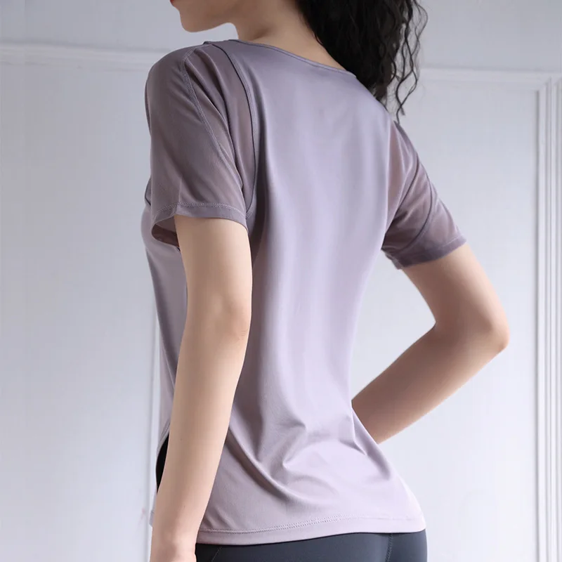 Женский топ для йоги Быстросохнущий сетчатый спортивный с коротким рукавом