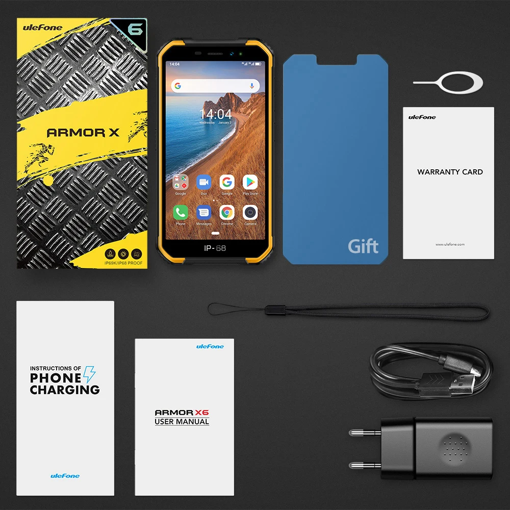 Ulefone Armor X6 IP68 Водонепроницаемый Прочный Смартфон 2 ГБ +16 Android 9 0 4000 мАч Face ID 8MP