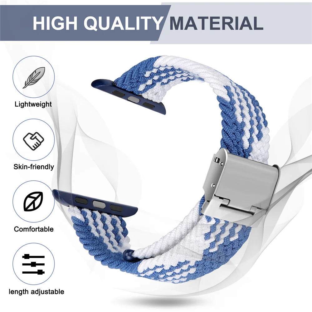 Adjustable Braided Solo Loop For Apple Watch Series SE 6 5 42mm 38mm Nylon Strap Elastic Bracelet for iWatch 6 4 40mm 44mm band