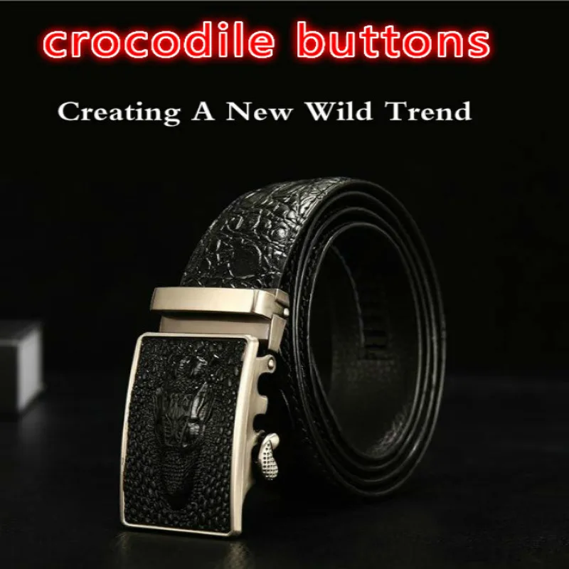 

Brand Fashion Automatic Buckle Black Genuine Leather robin Belt Men's Belts high quality Cow Leather Belts for Men 3.5cm Width