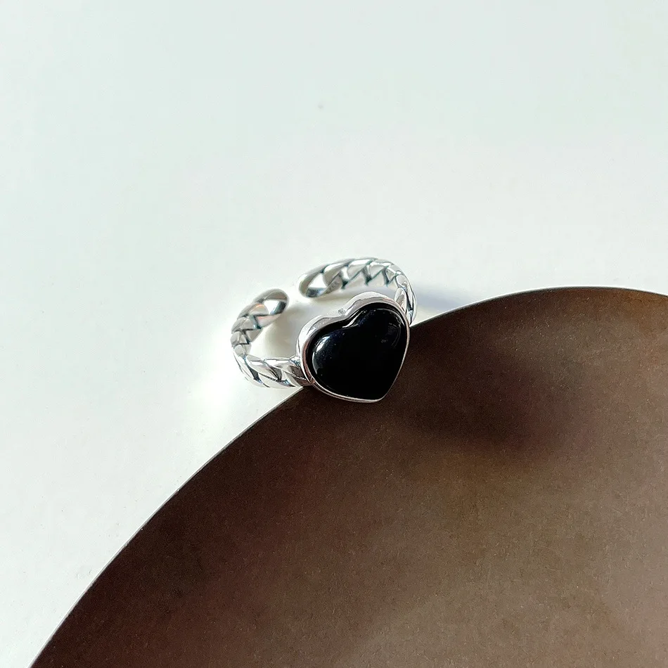 Кольцо из натурального черного оникса ручной работы из стерлингового серебра S925 для женщин с сердцевиной агата, ювелирные украшения роскошного качества для свадебных и годовщинных подарков.