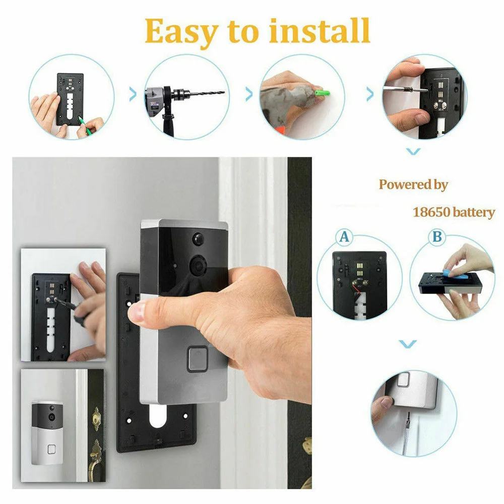 

Wireless Smart WiFi DoorBell Camera Video Phone Door Visual Ring Intercom with Night IR Vision Door Bell Home Secure Camera