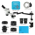 Поворотный кронштейн, Тринокулярный Стерео микроскоп для пайки, 38 МП, 2K HDMI, USB, цифровая электронная камера, 144 света для ремонта телефонов
