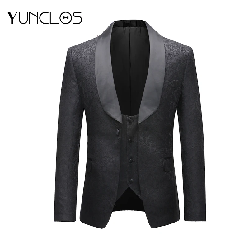 YUNCLOS мужской костюм из 3 предметов приталенный Роскошный Блейзер или свадебные