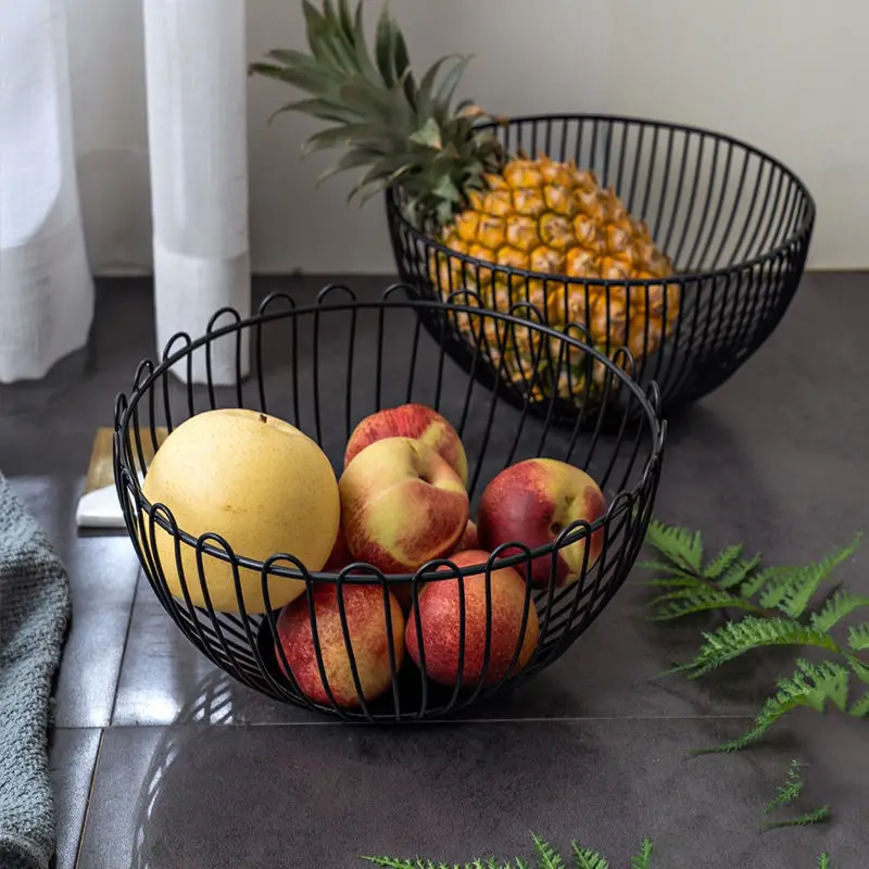

High Quality Iron Fruit Plate Home Creative Fruit Basket European-style Living Room Snack Dry Fruit Simple Iron Storage Basket