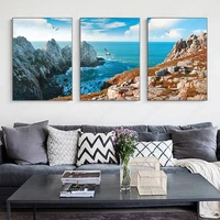 sea island natural landscape poster home decor wall art canvas painting rock strait print scenery pictures for dormitory design