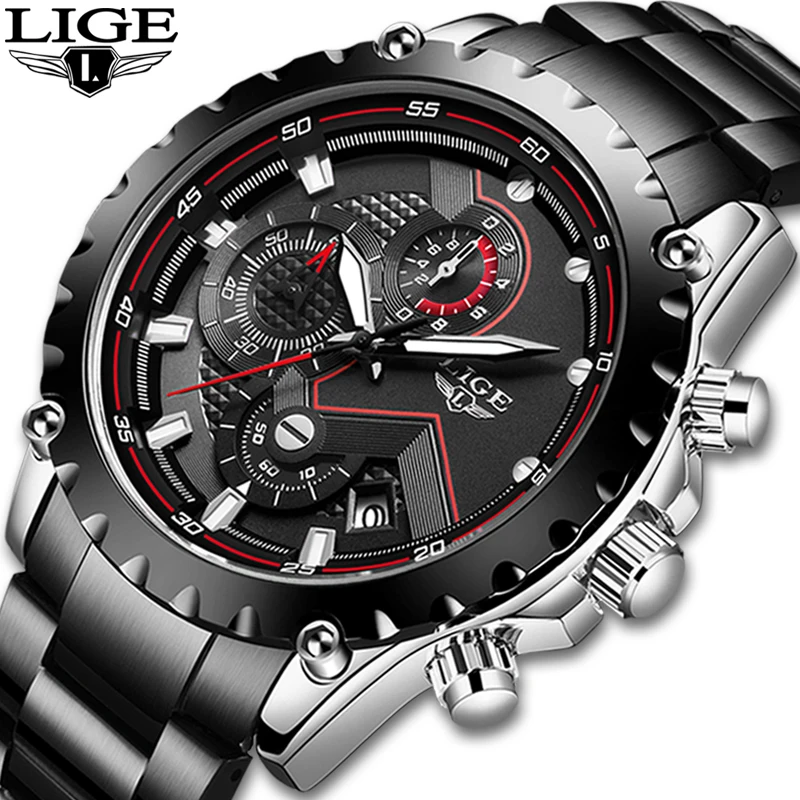 LIGE Топ бренд класса люкс для мужчин s модные часы спортивные водонепроницаемые