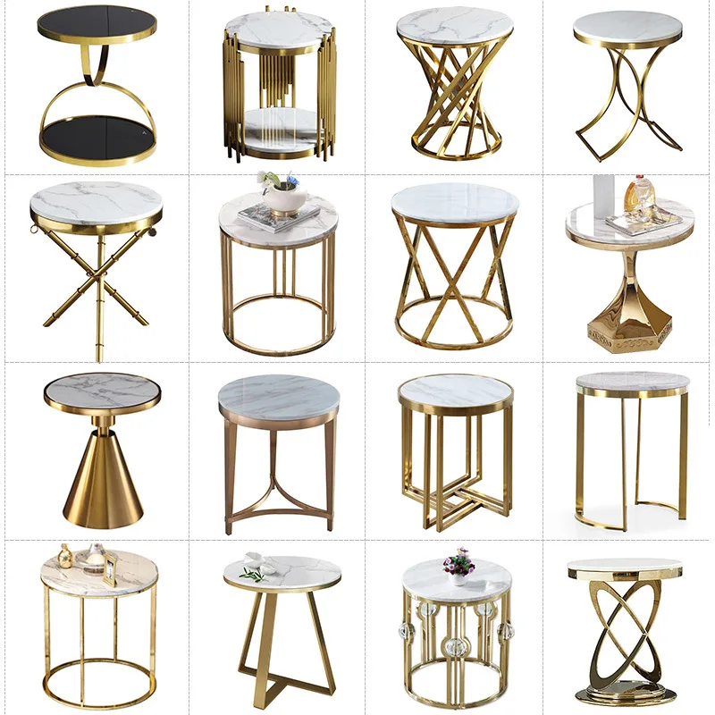 

Italian Brief light luxury stainless steel marble corner a few hotel tea table side sofa side cabinet living room bedside table