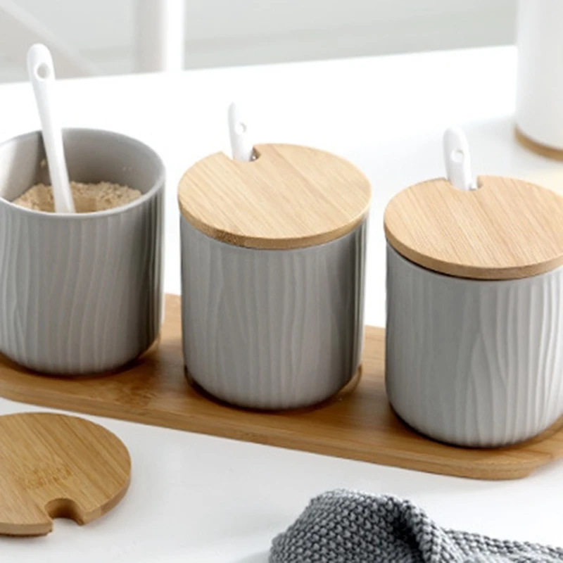 Creative Ceramic Seasoning Jar Box Bottle Salt Shaker Set | Дом и сад
