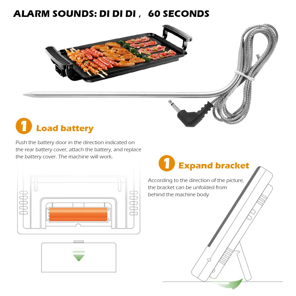 

Digital Meat Thermometer Household Electronic Oven Cooking Food Temperature Thermometer Kitchen BBQ Tools With Timer Alarm Clock