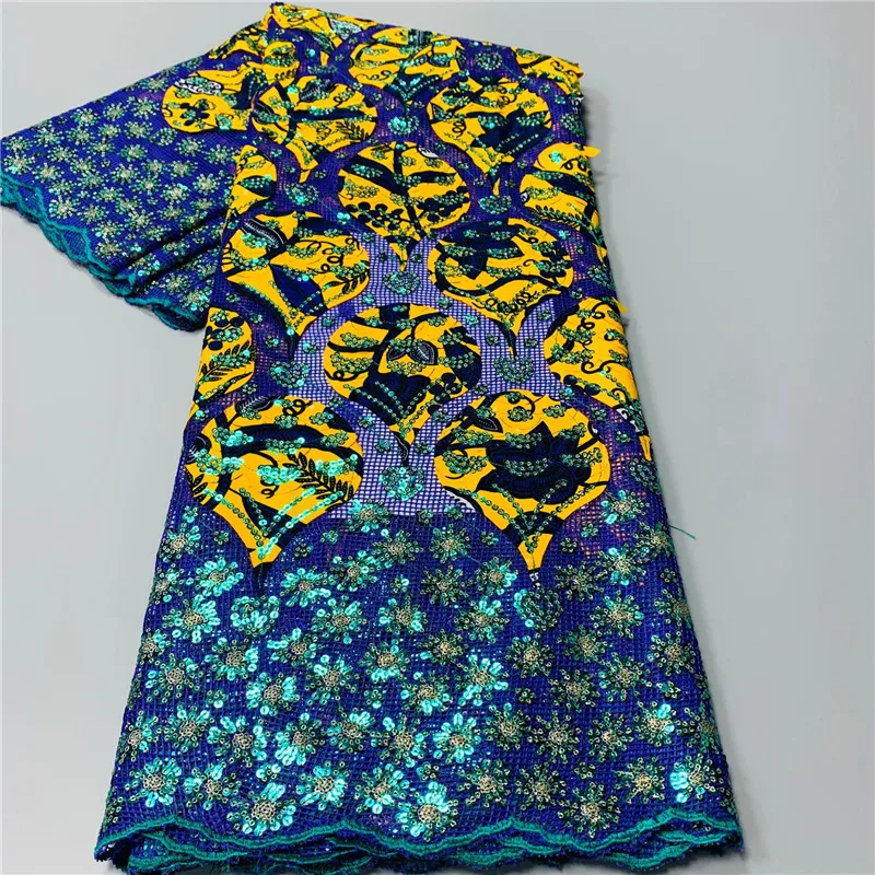 5 ярдов новейшая Горячая продажа французское кружево с блестками воск высокое