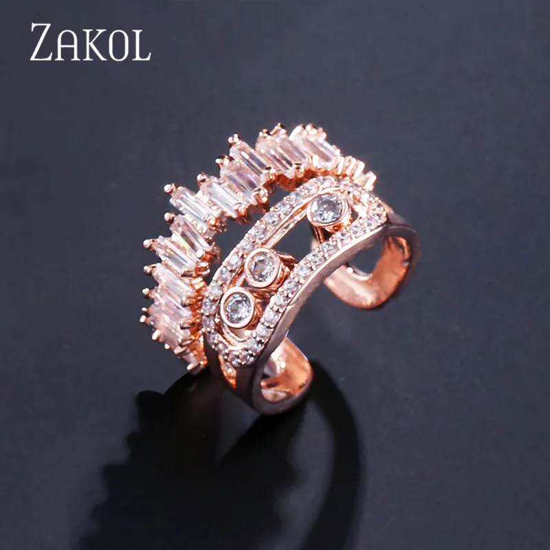 ZAKOL Модный высококачественный Регулируемый Ювелирное кольцо для новобрачных с