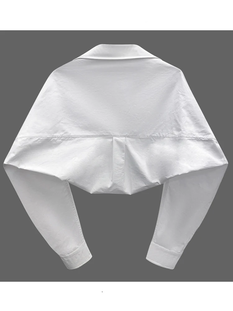 

Solid color lapel cotton irregular short leaking waist cardigan shirt ladies summer new fashion all-match small shawl jacket
