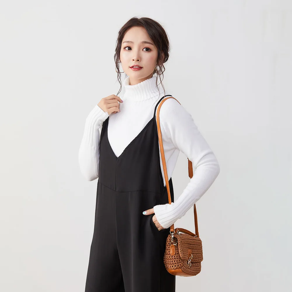 

Jumpsuit Siamese Culottes 2021 New Style Full Length Straight Trousers Plain Spring Summer Fall Clothes Suit Sweet Casual Girl