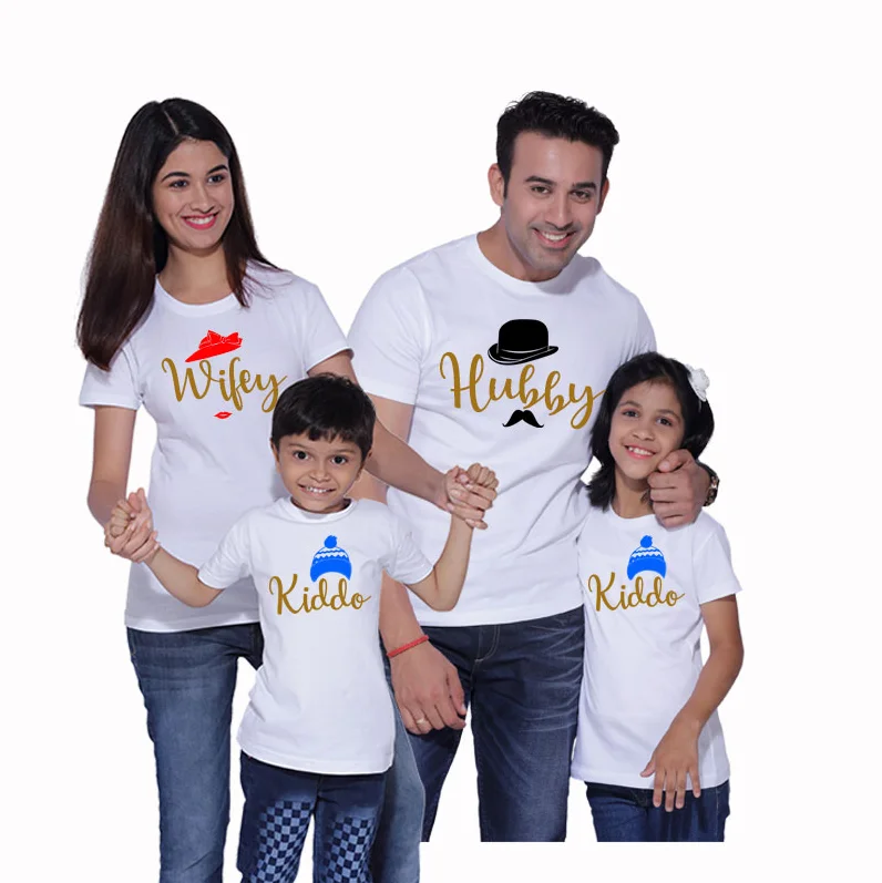 Hubby Wifey Kiddo семейная рубашка Семейные костюмы футболка для мамы папы и детей | Мать
