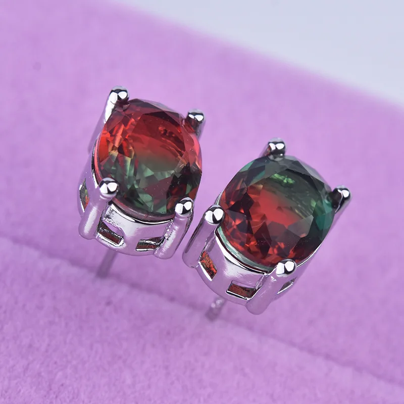 Серьги гвоздики OMHXZJ EA617 из белого золота в европейском стиле|Серьги-гвоздики| |