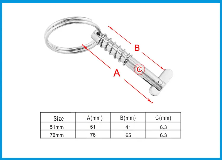 

6.3mm BSET MATEL Marine Grade 316 Stainless Steel Quick Release Pin for Boat Bimini Top Deck Hinge Marine hardware Boat