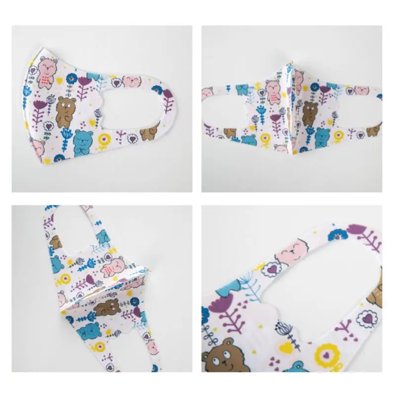 

50pcs Kids Cartoon Print Mouth Mask Breathable Washable Dustproof Anti Haze Pollution Mouth-Ruffle Mask For Children