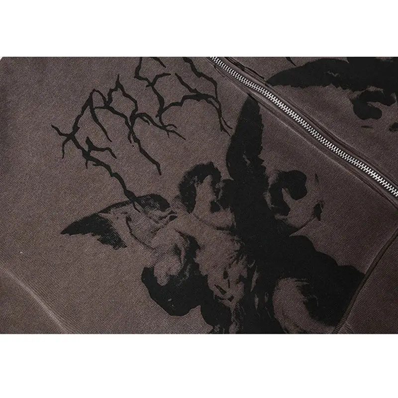 Толстовка Y2k мужская оверсайз в готическом стиле свитшот на молнии с длинным