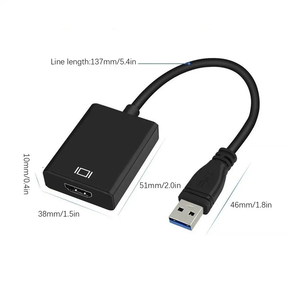 

USB 3.0 to HDMI-compatible Female Audio Video Adapter Converter Cable for Windows 7/8/10 Polybag Male-female ONLENY