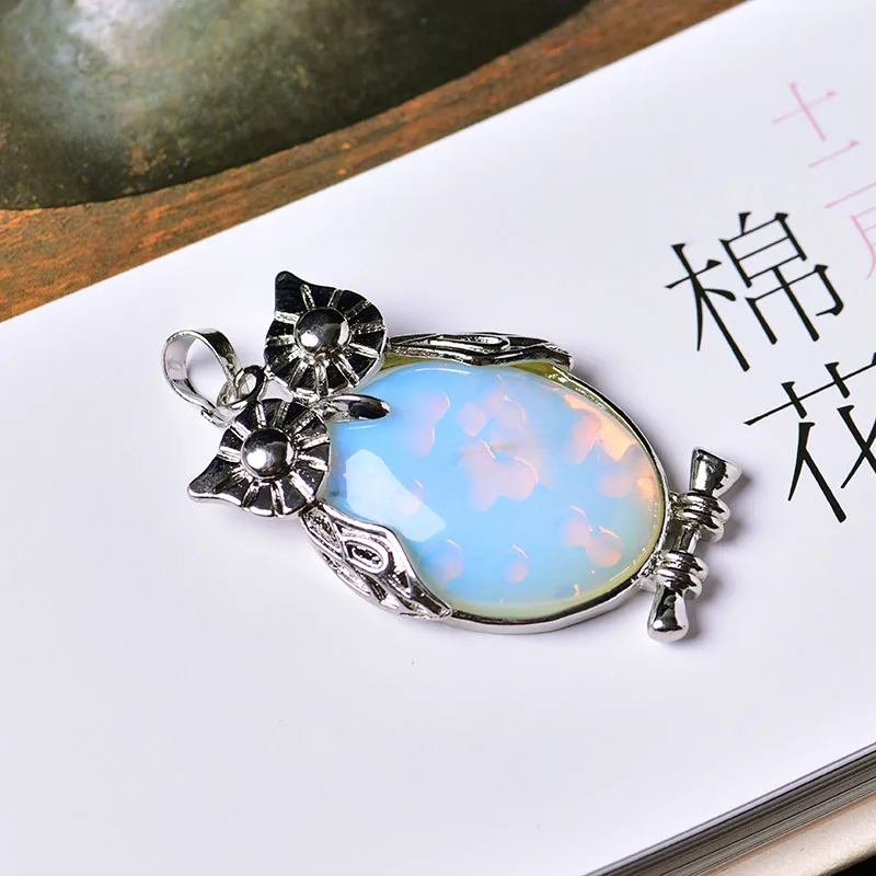 Подвеска в виде совы с аметистом и натуральным кристаллом 1 шт.|Камни| |