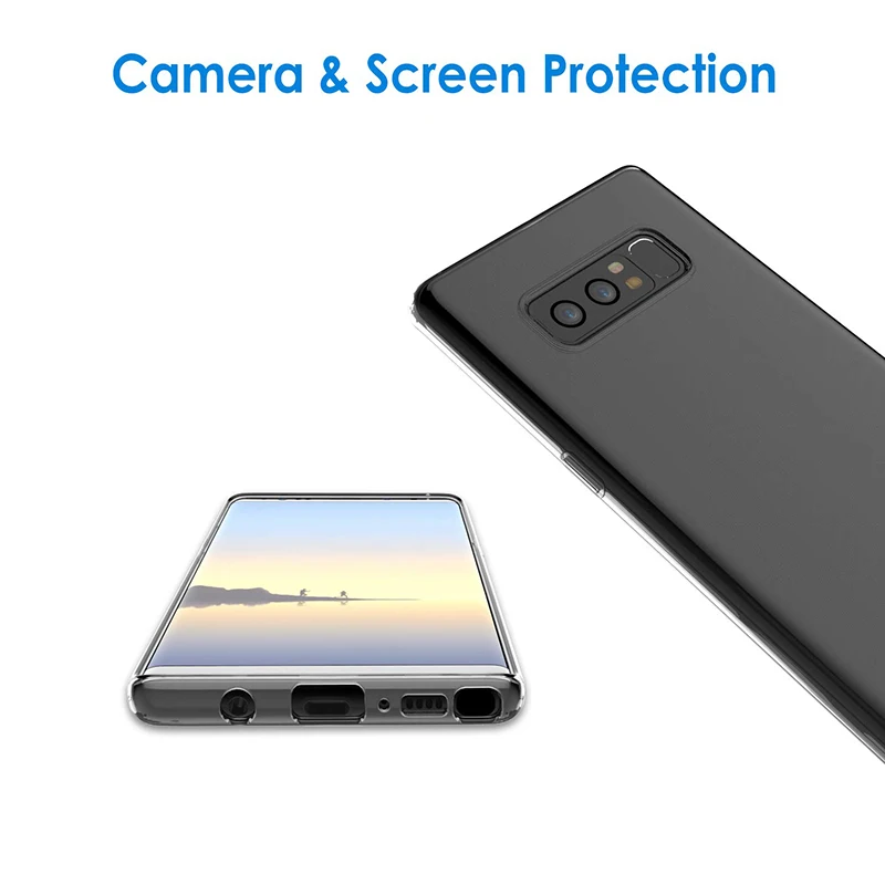 Прозрачный мобильный телефон TPU Чехлы для Samsung Galaxy Note 8 мягкий силиконовый 360