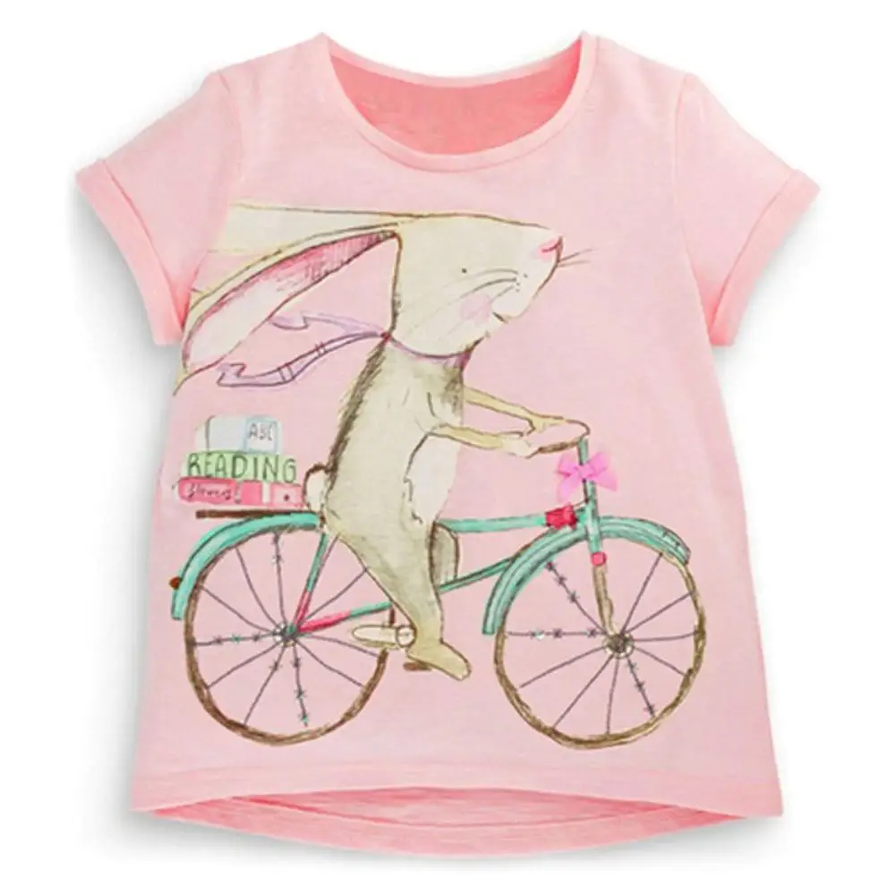 

Cartoon Girls Cute Printed Short Sleeve Tees Summer Kids O Neck T Shirts