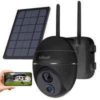 iegeek outdoor solar security protection camera with 15000mah rechargeable battery powered 4dbi ptz wireless wifi cctv camera