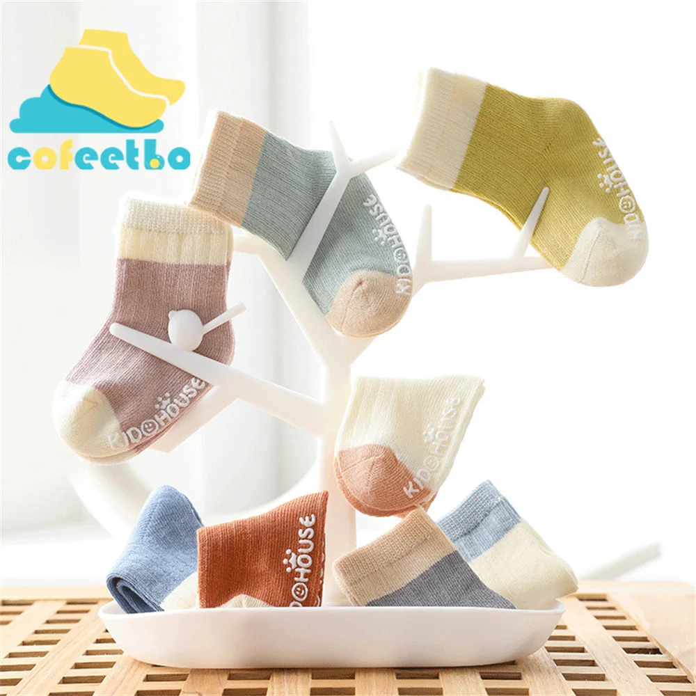 

4 pairs Mixed Baby Floor Socks Non Slip Soft Cotton Breathable Elastic Socks Mouth for Newborn Infant Toddler Child Spring Socks