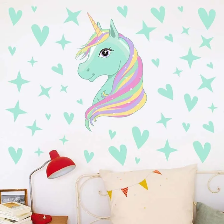Горячая фантазия Единорог звезды Радуга Наклейка на стену для девочек Спальня