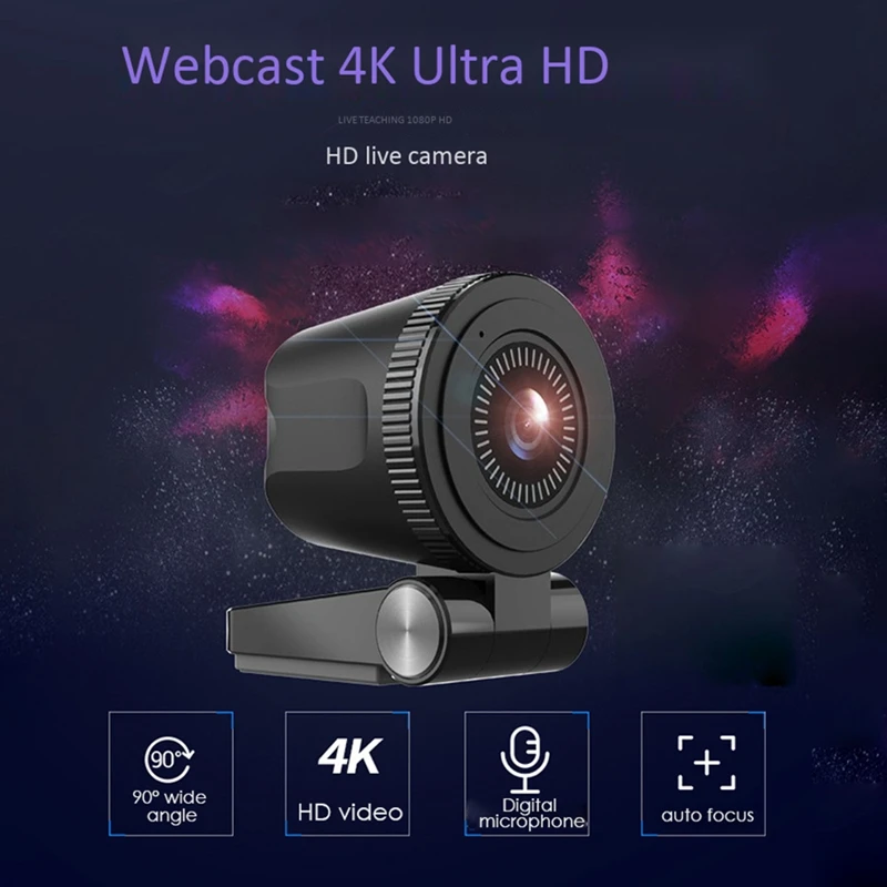

4K 30FPS Ultra-High-Definition Webcam Super Wide-Angle Field Of View Computer USB Microphone for Mac Laptop Desktop Set