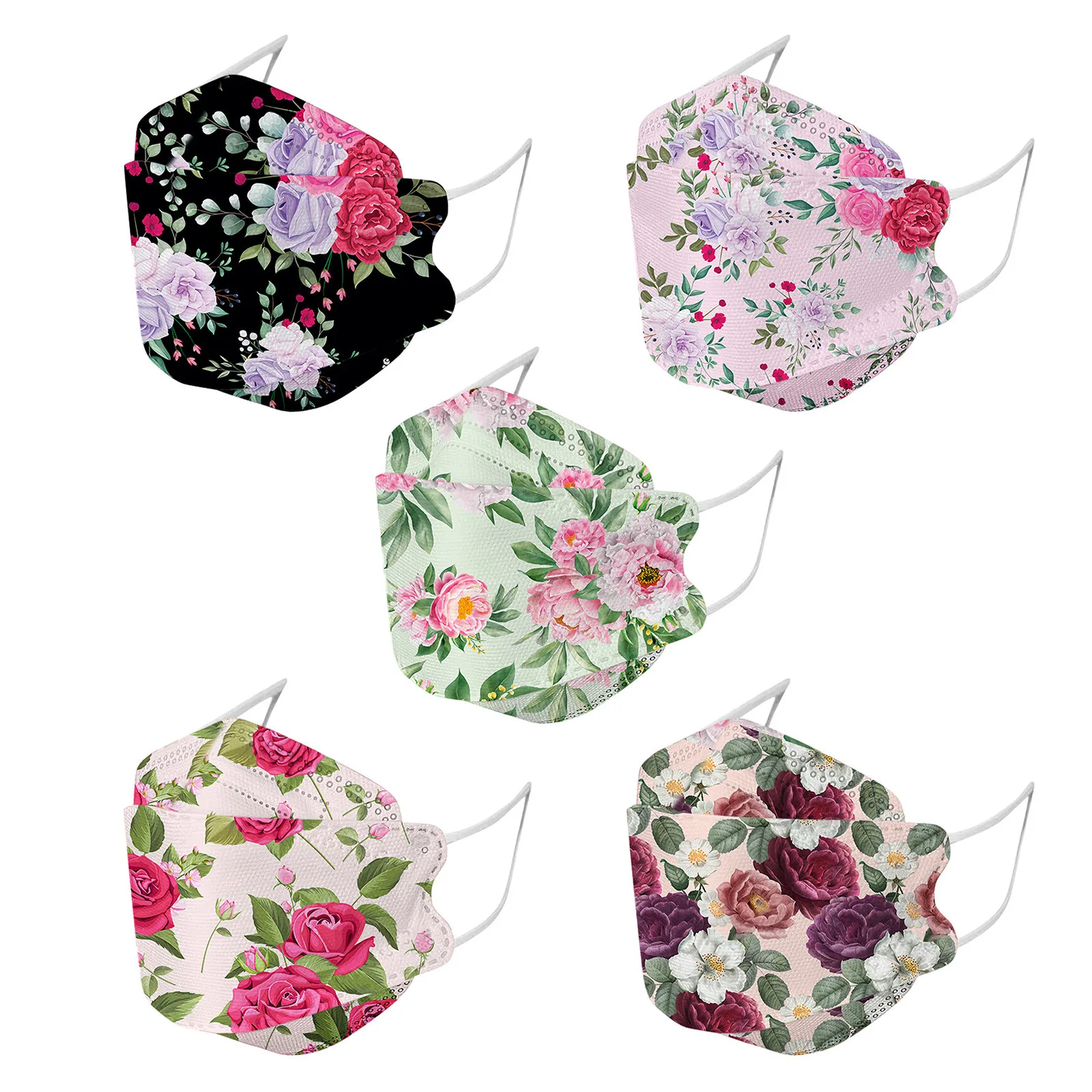 Маски для взрослых 5 шт. маски рыб ежедневный цветочный принт 4 слойная 94%
