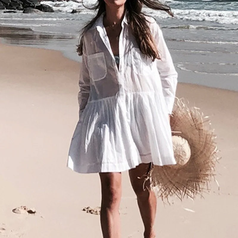 Летний Пляжный новый купальник женская накидка на бикини кафтан пляжная одежда с