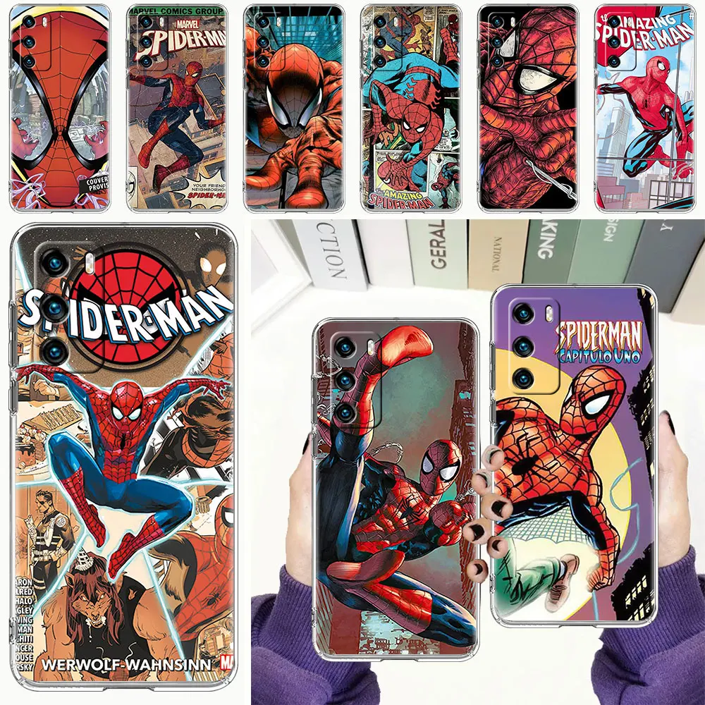 Прозрачный чехол Marvel Человек-паук для Huawei P50 P30 Lite P40 Pro + P20 P Smart Z Y6 Y7 2019 Y7a телефона
