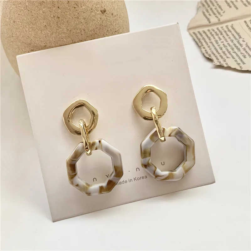 Винтажные круглые металлические акриловые серьги кольца Классические подвески