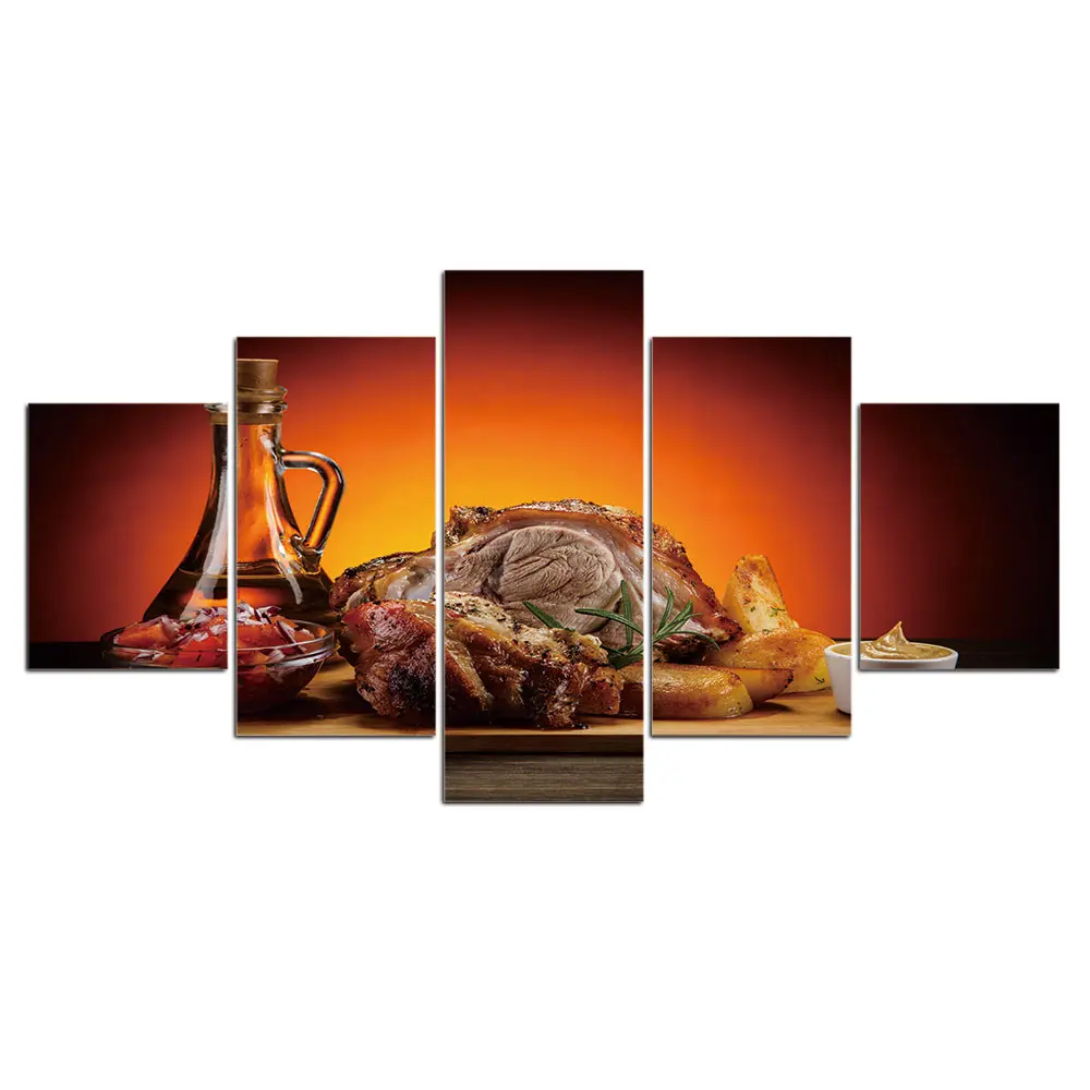 Настенная живопись холст печати Еда барбекю фотографии 5 шт. печать плакатов для