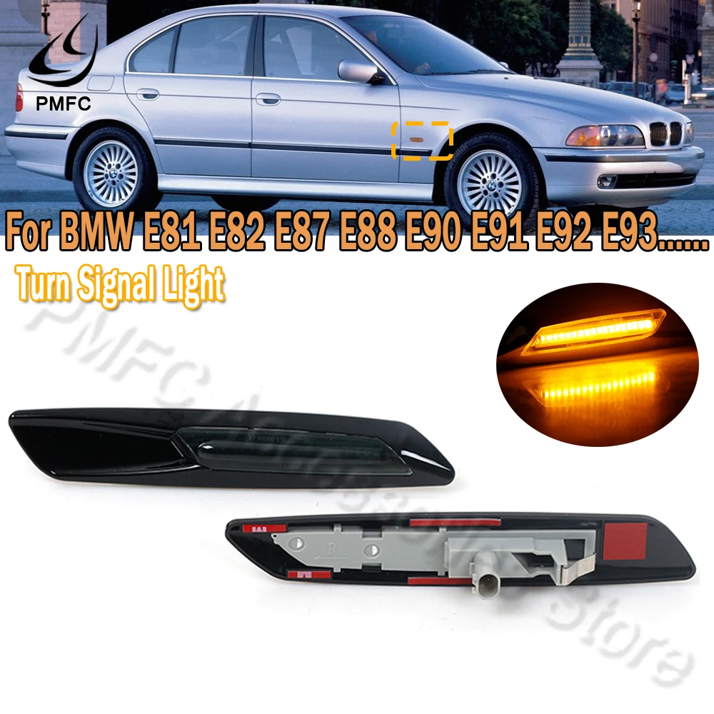 

PMFC 1Pair LED Side Marker Turn Signal Lights Sequential Fender Leaf Lamp For BMW E81 E82 E87 E88 E90 E91 E92 E93 E60 E61 F10