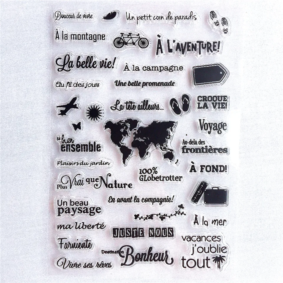 11*16 французские дорожные прозрачные штампы для рукоделия скрапбукинга