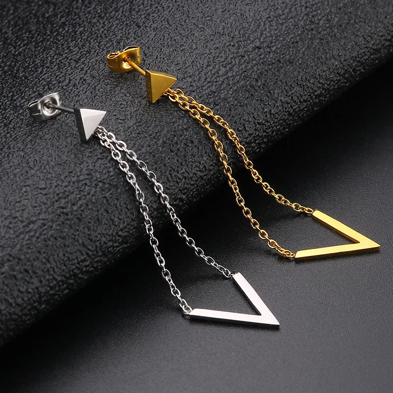 

1 Pair Titanium Steel Stud Earrings for Women Easy To All-match V-shape Earings Jewelry