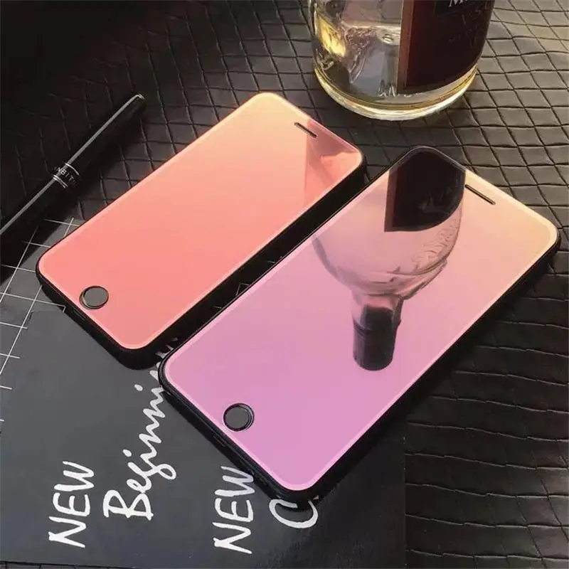 Цветное зеркальное закаленное стекло для iPhone 11 Pro Max X XR XS 7 8 6S Plus SE 2020 полная