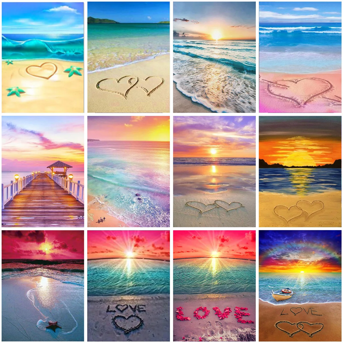 

5ddiy алмазная живопись пейзаж закат вышивка крестиком костюм Любовь пляж полная Стразы мозаика для украшения дома живопись