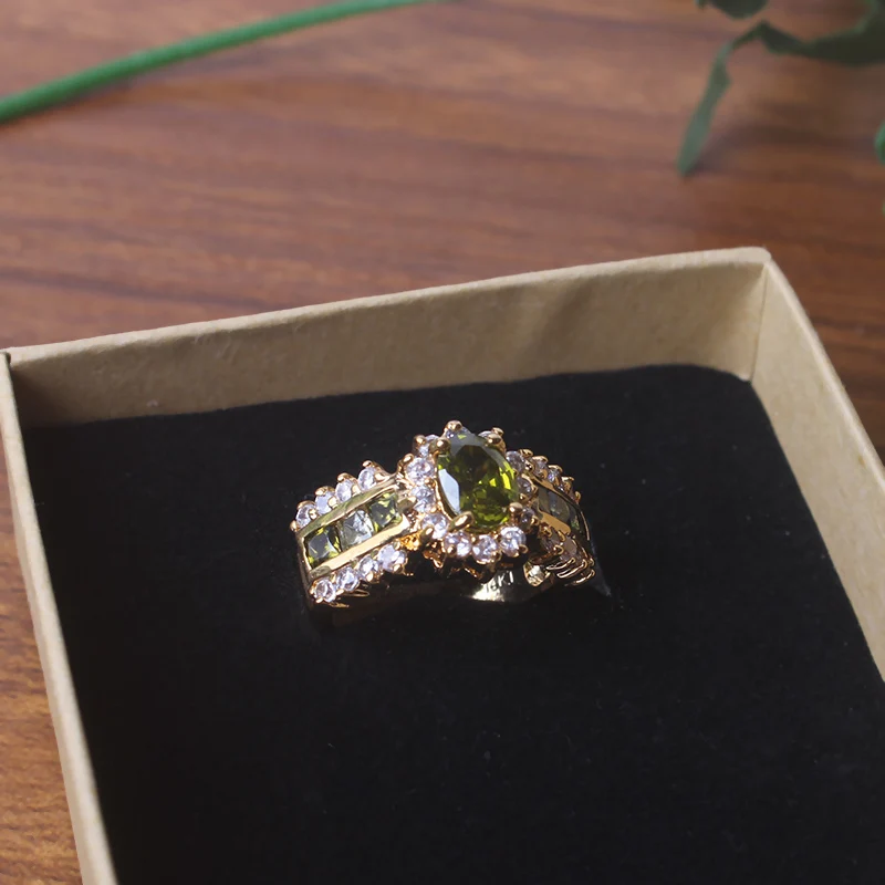 Ajojewel зеленый коктейльное кольцо камень циркон кольца с настоящими Австрийскими