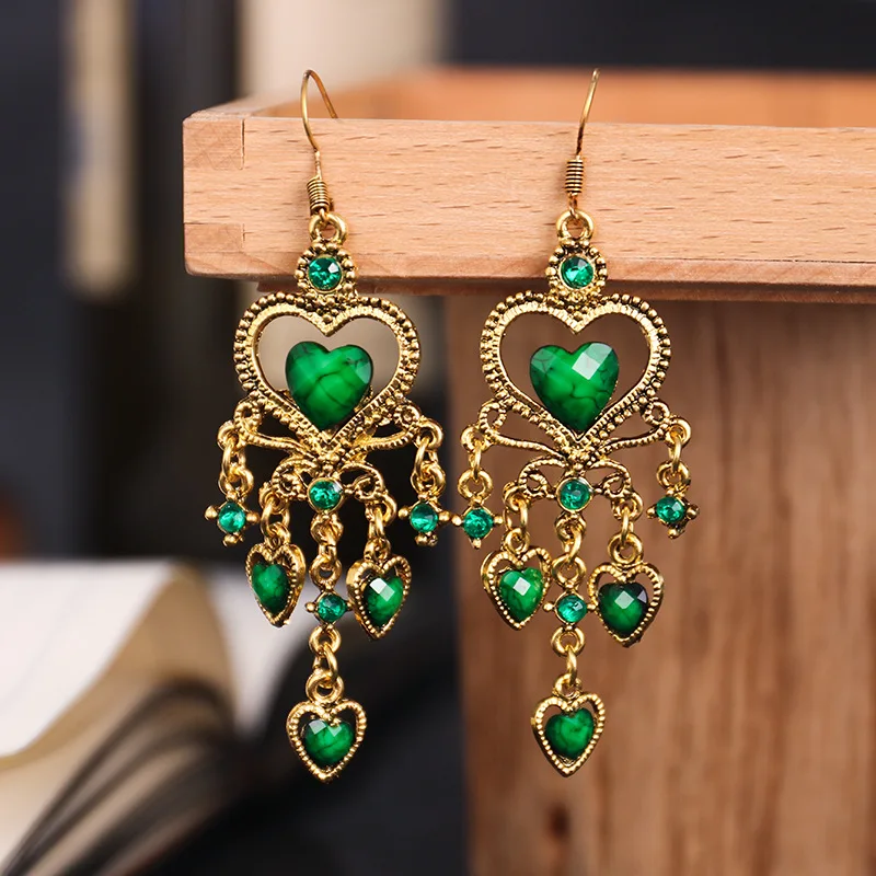 Индии Jhumka длинное платье с цветочным узором в этническом стиле ретро серьги