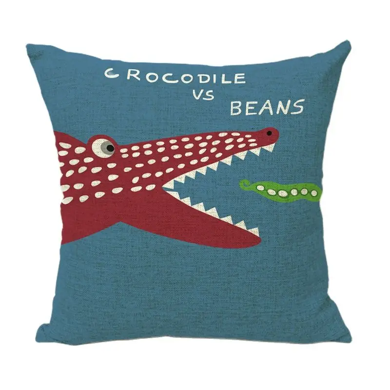 Чехол для подушки с рисунком крокодила и птицы гитара кролик домашний двор декор