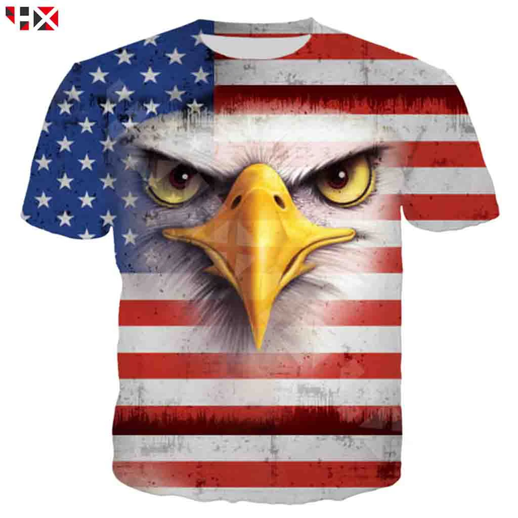 Трендовая забавная футболка с американским орлом комплект 3D принтом в виде