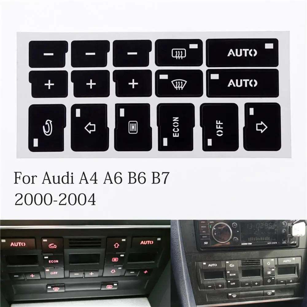 

16 клавиш, автомобильная Кнопка кондиционера, наклейки для ремонта, наклейки для Audi A4 B6 B7 2000 2001 2002 2003 2004