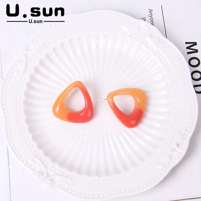 U. Защита от солнца из цветных полимеров серьги корейский геометрической формы
