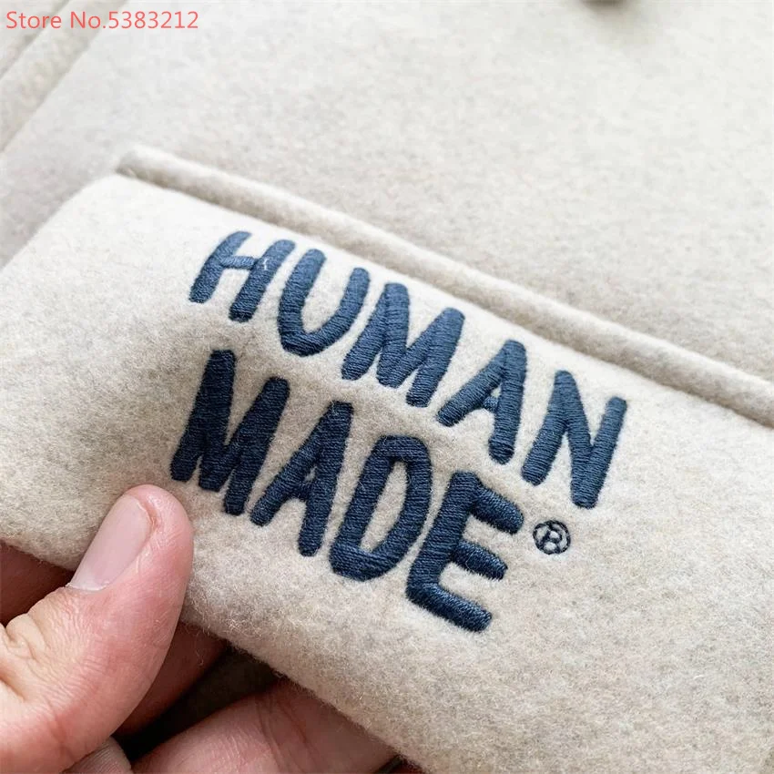 Human Made 20AW Souvenir Cargo Jackets Men Clothing Women Winter Wool Blends Coats Harajuku Japanese Racer Streetwear Peacoat