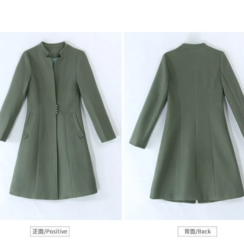 Новинка 2021 шерстяное пальто женская тонкая приталенная куртка средней длины на